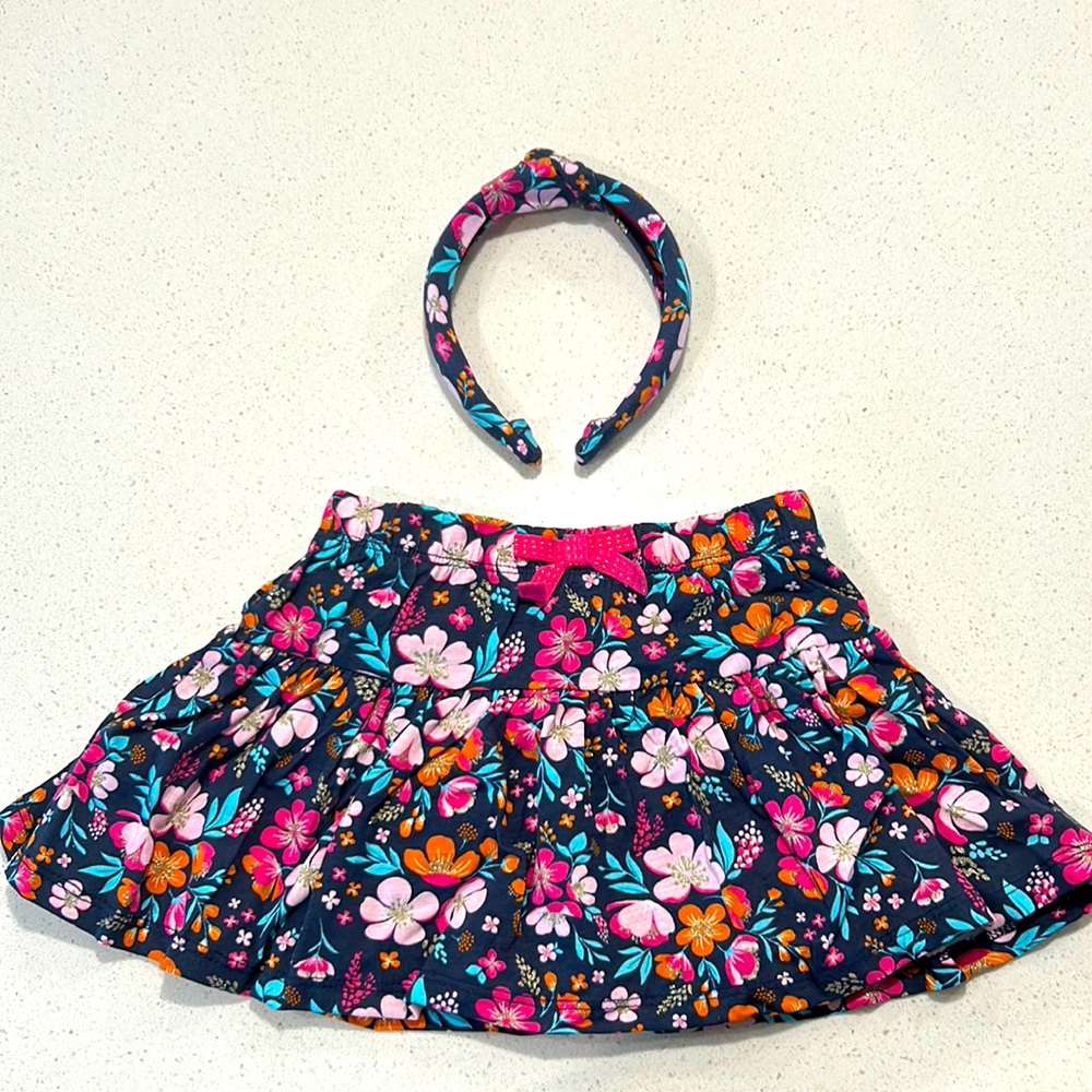 NWT Isaac Mizrahi floral skirt with matching headband. 4T